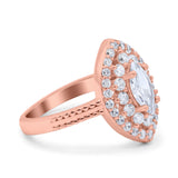 Marquise Vintage Halo Wedding Ring Simulated Cubic Zirconia 925 Sterling Silver