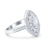 Marquise Vintage Halo Wedding Ring Simulated Cubic Zirconia 925 Sterling Silver