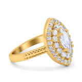 Marquise Vintage Halo Wedding Ring Simulated Cubic Zirconia 925 Sterling Silver
