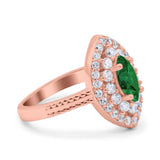 Marquise Vintage Halo Wedding Ring Simulated Cubic Zirconia 925 Sterling Silver