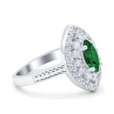 Marquise Vintage Halo Wedding Ring Simulated Cubic Zirconia 925 Sterling Silver