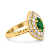 Marquise Vintage Halo Wedding Ring Simulated Cubic Zirconia 925 Sterling Silver