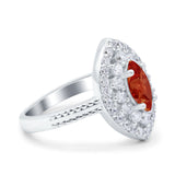 Marquise Vintage Halo Wedding Ring Simulated Cubic Zirconia 925 Sterling Silver