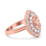 Marquise Vintage Halo Wedding Ring Simulated Cubic Zirconia 925 Sterling Silver