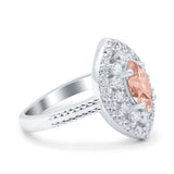 Marquise Vintage Halo Wedding Ring Simulated Cubic Zirconia 925 Sterling Silver