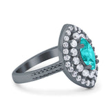 Marquise Vintage Halo Wedding Ring Simulated Cubic Zirconia 925 Sterling Silver