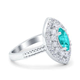 Marquise Vintage Halo Wedding Ring Simulated Cubic Zirconia 925 Sterling Silver