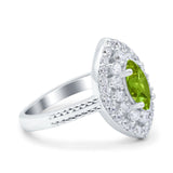 Marquise Vintage Halo Wedding Ring Simulated Cubic Zirconia 925 Sterling Silver