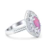 Marquise Vintage Halo Wedding Ring Simulated Cubic Zirconia 925 Sterling Silver
