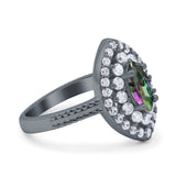 Marquise Vintage Halo Wedding Ring Simulated Cubic Zirconia 925 Sterling Silver