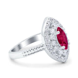 Marquise Vintage Halo Wedding Ring Simulated Cubic Zirconia 925 Sterling Silver