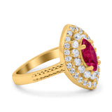 Marquise Vintage Halo Wedding Ring Simulated Cubic Zirconia 925 Sterling Silver