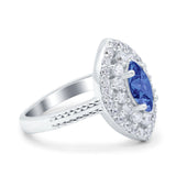 Marquise Vintage Halo Wedding Ring Simulated Cubic Zirconia 925 Sterling Silver