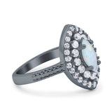Marquise Vintage Halo Wedding Ring Simulated Cubic Zirconia 925 Sterling Silver
