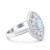 Marquise Vintage Halo Wedding Ring Simulated Cubic Zirconia 925 Sterling Silver