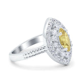 Marquise Vintage Halo Wedding Ring Simulated Cubic Zirconia 925 Sterling Silver