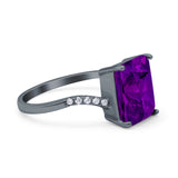 Swirl Engagement Ring Emerald Cut Simulated Cubic Zirconia 925 Sterling Silver
