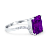 Swirl Engagement Ring Emerald Cut Simulated Cubic Zirconia 925 Sterling Silver