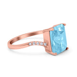 Swirl Engagement Ring Emerald Cut Simulated Cubic Zirconia 925 Sterling Silver