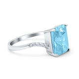Swirl Engagement Ring Emerald Cut Simulated Cubic Zirconia 925 Sterling Silver