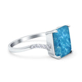 Swirl Engagement Ring Emerald Cut Simulated Cubic Zirconia 925 Sterling Silver