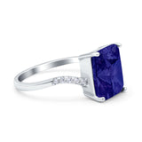 Swirl Engagement Ring Emerald Cut Simulated Cubic Zirconia 925 Sterling Silver