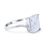 Swirl Engagement Ring Emerald Cut Simulated Cubic Zirconia 925 Sterling Silver