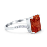 Swirl Engagement Ring Emerald Cut Simulated Cubic Zirconia 925 Sterling Silver