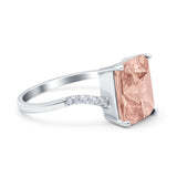 Swirl Engagement Ring Emerald Cut Simulated Cubic Zirconia 925 Sterling Silver