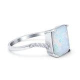 Swirl Engagement Ring Emerald Cut Simulated Cubic Zirconia 925 Sterling Silver