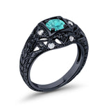 Antique Style Wedding Ring Round Simulated Cubic Zirconia 925 Sterling Silver