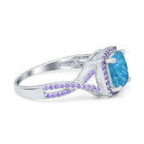 Cushion Wedding Ring Simulated Amethyst Cubic Zirconia 925 Sterling Silver