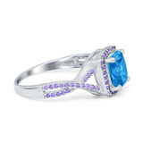 Cushion Wedding Ring Simulated Amethyst Cubic Zirconia 925 Sterling Silver
