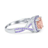 Cushion Wedding Ring Simulated Amethyst Cubic Zirconia 925 Sterling Silver