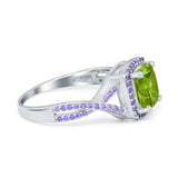 Cushion Wedding Ring Simulated Amethyst Cubic Zirconia 925 Sterling Silver