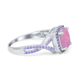 Cushion Wedding Ring Simulated Amethyst Cubic Zirconia 925 Sterling Silver