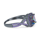 Cushion Wedding Ring Simulated Amethyst Cubic Zirconia 925 Sterling Silver