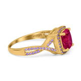 Cushion Wedding Ring Simulated Amethyst Cubic Zirconia 925 Sterling Silver