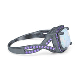 Cushion Wedding Ring Simulated Amethyst Cubic Zirconia 925 Sterling Silver