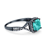 Halo Infinity Shank Engagement Ring Cushion Simulated Cubic Zirconia 925 Sterling Silver