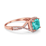 Halo Infinity Shank Engagement Ring Cushion Simulated Cubic Zirconia 925 Sterling Silver