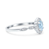 Halo Art Deco Oval Wedding Engagement Ring Simulated Cubic Zirconia 925 Sterling Silver