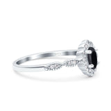 Halo Art Deco Oval Wedding Engagement Ring Simulated Cubic Zirconia 925 Sterling Silver