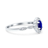 Halo Art Deco Oval Wedding Engagement Ring Simulated Cubic Zirconia 925 Sterling Silver