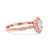 Halo Art Deco Oval Wedding Engagement Ring Simulated Cubic Zirconia 925 Sterling Silver