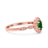 Halo Art Deco Oval Wedding Engagement Ring Simulated Cubic Zirconia 925 Sterling Silver