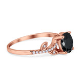 Leaf Style Wedding Ring Round Simulated Cubic Zirconia 925 Sterling Silver