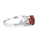 Leaf Style Wedding Ring Round Simulated Cubic Zirconia 925 Sterling Silver
