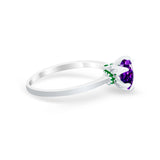 Simulated Emerald Accent Cubic Zirconia 925 Sterling Silver Wedding Ring