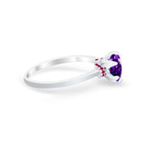Simulated Ruby Accent Cubic Zirconia Wedding Bridal Ring 925 Sterling Silver